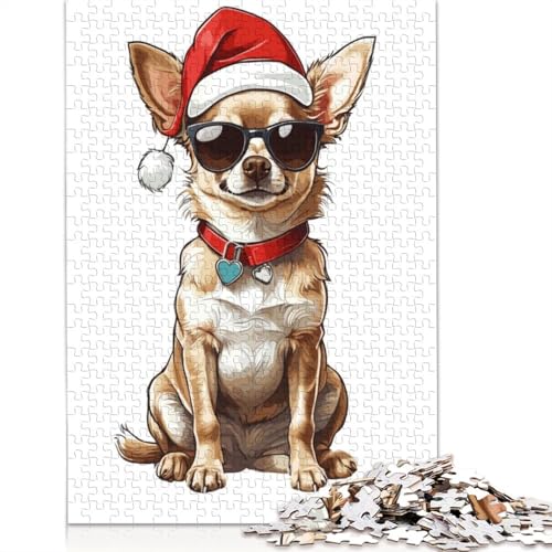 Puzzle für Erwachsene, Weihnachts-Chihuahua, 1000-teiliges Holzpuzzle für Erwachsene ab 18 Jahren, Lernspielzeug, 1000 Teile (75 x 50 cm) von QBIREX