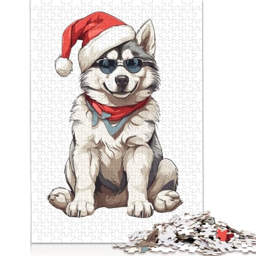 Puzzle für Erwachsene, Weihnachts-Husky, 1500-teiliges Puzzle, Holzpuzzle für Erwachsene ab 18 Jahren, Weihnachts- und Geburtstagsgeschenke, 1500 Teile (85 x 57 cm) von QBIREX