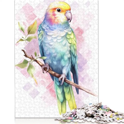 Puzzle für Erwachsene, Wellensittich, Aquarellvogel, 1500 Teile, Holzpuzzle für Erwachsene und ab 18 Jahren, Familienaktivität, 1500 Teile (85 x 57 cm) von QBIREX