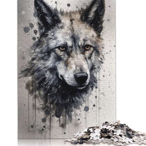 Puzzle für Erwachsene, Wolf Beauty Black Ink, 520-teiliges Puzzle, Holzpuzzle für Erwachsene und ab 18 Jahren, Spiele, Spielzeug, Geschenk, 520 Teile (52 x 38 cm) von QBIREX