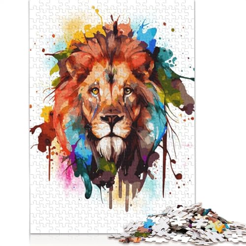 Puzzle für Erwachsene, abstraktes Löwengemälde, 1000-teiliges Puzzle, Holzpuzzle für Erwachsene und ab 18 Jahren, tolle Geschenke zu Weihnachten, 1000 Teile (75 x 50 cm) von QBIREX