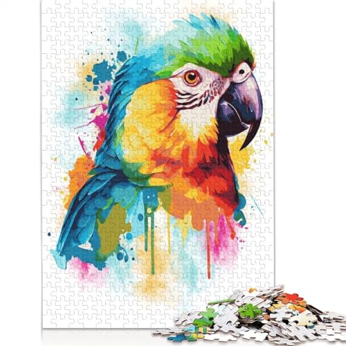 Puzzle für Erwachsene, abstraktes Papageiengemälde, 1500 Teile, Holzpuzzle für Erwachsene und ab 18 Jahren, Familienaktivität, 1500 Teile (85 x 57 cm) von QBIREX