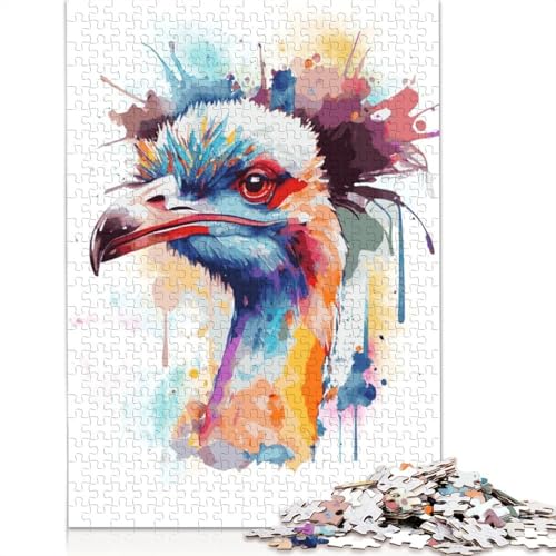 Puzzle für Erwachsene, abstraktes Straußengemälde, 1500-teiliges Holzpuzzle für Erwachsene und Personen ab 18 Jahren, schwierig und herausfordernd, 1500 Teile (85 x 57 cm) von QBIREX