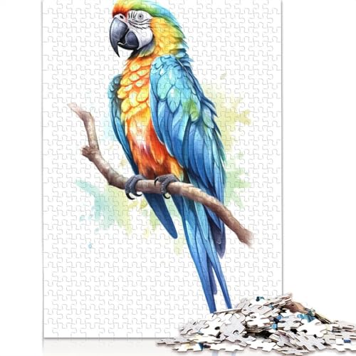 Puzzle für Erwachsene, blau-gelber Ara-Papagei, 1500-teiliges Puzzle, Holzpuzzle, ab 18 Jahren, Weihnachts- und Geburtstagsgeschenke, 1500 Teile (85 x 57 cm) von QBIREX