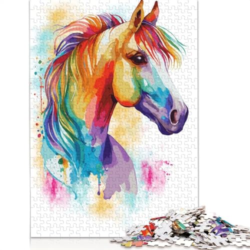 Puzzle für Erwachsene, buntes Pferdeporträt, 1500-teiliges Puzzle, Holzpuzzle, Puzzles für 18-Jährige, Weihnachts- und Geburtstagsgeschenk, 1500 Teile (85 x 57 cm) von QBIREX