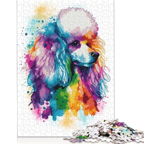 Puzzle für Erwachsene, buntes Pudelgemälde, 1000-teiliges Puzzle, Holzpuzzle, Puzzles für 18-Jährige, Weihnachts- und Geburtstagsgeschenk, 1000 Teile (75 x 50 cm) von QBIREX