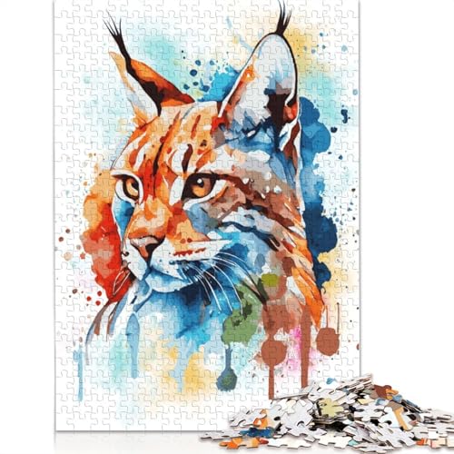Puzzle für Erwachsene, buntes Rotluchs-Gemälde, 1000-teiliges Puzzle, Holzpuzzle, Puzzles für 18-Jährige, Weihnachts- und Geburtstagsgeschenk, 1000 Teile (75 x 50 cm) von QBIREX