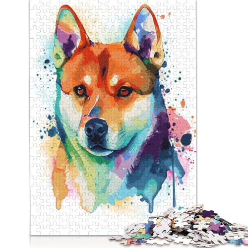Puzzle für Erwachsene, farbenfrohe Shiba-Inu-Hundekunst, 520-teiliges Holzpuzzle, geeignet für Erwachsene und über 18 Jahre, Heimdekorationspuzzle, 520 Teile (52 x 38 cm) von QBIREX
