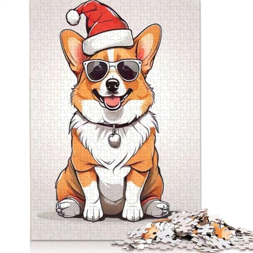 Puzzle für Erwachsene, lustiges Corgi-Puzzle mit 1000 Teilen, Holzpuzzle für Erwachsene und ab 18 Jahren, Familienaktivität, 1000 Teile (75 x 50 cm) von QBIREX