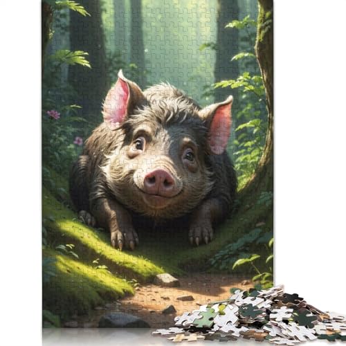 Puzzle für Erwachsene, neugieriges Ferkel im Wald, 1000-teiliges Holzpuzzle, geeignet für Erwachsene und über 18 Jahre, tolles Geschenk für Erwachsene, 1000 Teile (75 x 50 cm) von QBIREX