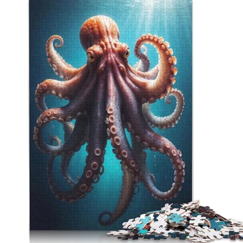 Puzzle für Erwachsene, riesiger pazifischer Oktopus, 520 Teile, Holzpuzzle für Erwachsene und Kinder ab 18 Jahren, Familienaktivität, 520 Teile (52 x 38 cm) von QBIREX