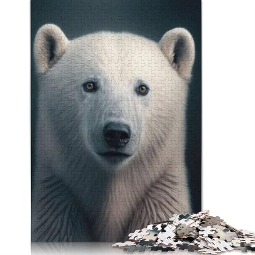 Puzzle für Erwachsene, schönes Eisbärporträt, 1000-teiliges Puzzle, Holzpuzzle für Erwachsene und ab 18 Jahren, gutes Geschenk für Erwachsene, 1000 Teile (75 x 50 cm) von QBIREX