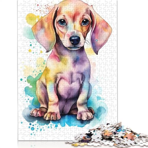 Puzzle für Erwachsene, süßer Baby-Dackelwelpe, 520 Teile, für Erwachsene, Geschenke, Holzpuzzle, geeignetes tolles Geschenk für Erwachsene, 520 Teile (52 x 38 cm) von QBIREX