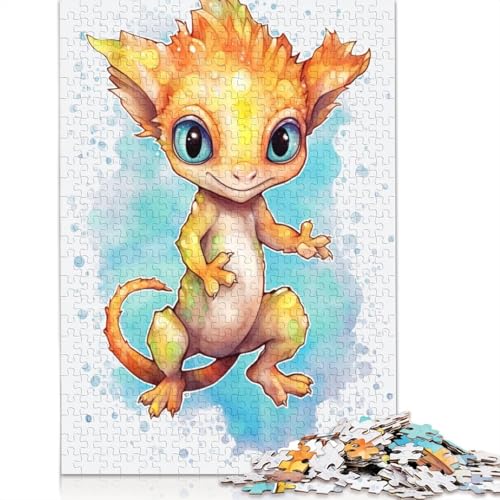 Puzzle für Erwachsene, süßer Baby-Kronengecko, 1000-teiliges Puzzle, Holzpuzzle, ab 18 Jahren, Weihnachts- und Geburtstagsgeschenke, 1000 Teile (75 x 50 cm) von QBIREX