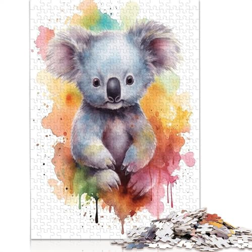 Puzzle für Erwachsene, süßes Aquarell-Baby-Koala, 1000-teiliges Puzzle, Holzpuzzle für Erwachsene und ab 18 Jahren, Familienaktivität, 1000 Teile (75 x 50 cm) von QBIREX
