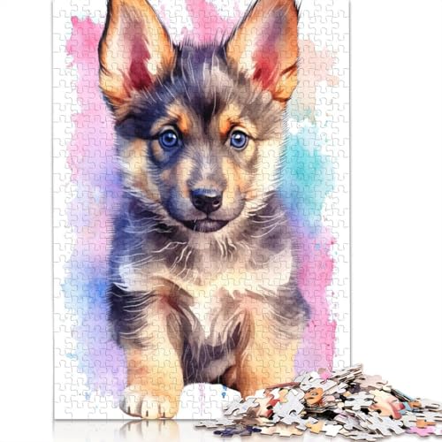 Puzzle für Erwachsene, süßes Baby-Deutscher Schäferhund, 1000-teiliges Puzzle, Holzpuzzle für Erwachsene und Kinder ab 18 Jahren, Familienaktivität, 1000 Teile (75 x 50 cm) von QBIREX