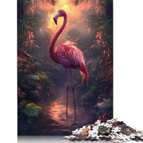 Puzzle für Erwachsene, tropischer Sonnenuntergang, Flamingo, 520-teiliges Holzpuzzle für Erwachsene ab 18 Jahren, Lernspielzeug, 520 Teile (52 x 38 cm) von QBIREX
