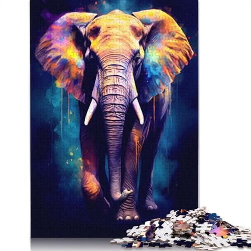 Puzzle für Erwachsene mit Elefantenmalerei, 520 Teile, 100% recycelte Holzplatte, Denkrätsel für Erwachsene, für Jungen oder Mädchen, 520 Teile (52 x 38 cm) von QBIREX