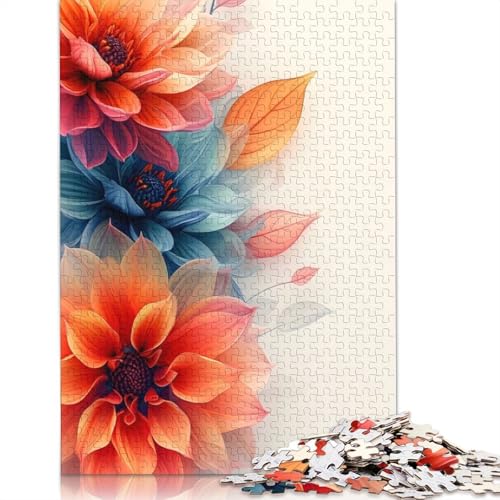 Puzzle für Erwachsene und Jugendliche, Dahlienblumen-Poster, Holzpuzzle für Erwachsene, Teenager-Geschenk, 1500 Teile (85 x 57 cm) von QBIREX