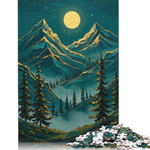 Puzzle für Erwachsene und Jugendliche, Mondbeleuchtete Kiefern und Gipfel, Puzzles für Erwachsene und Teenager, Familienspiel, 1000 Teile (75 x 50 cm) von QBIREX