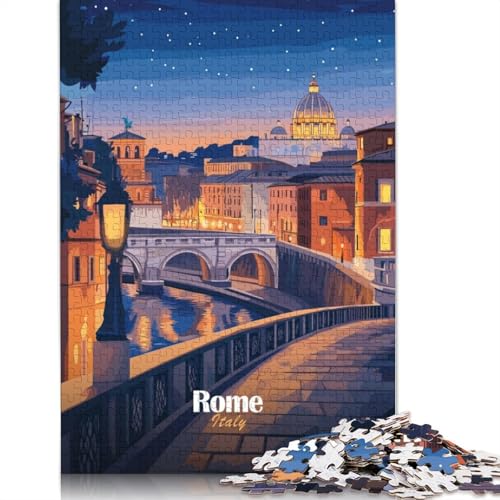 Puzzle für Erwachsene und Jugendliche, Stadtbild von Rom in der Abenddämmerung, Holzpuzzle für Erwachsene, Teenager-Geschenk, 1000 Teile (75 x 50 cm) von QBIREX