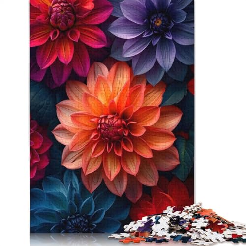 Puzzle für Erwachsene und Jugendliche, mehrfarbige Dahlienblüten, Puzzle für Erwachsene, Familienspiel für Erwachsene und Jugendliche, 520 Teile (52 x 38 cm) von QBIREX