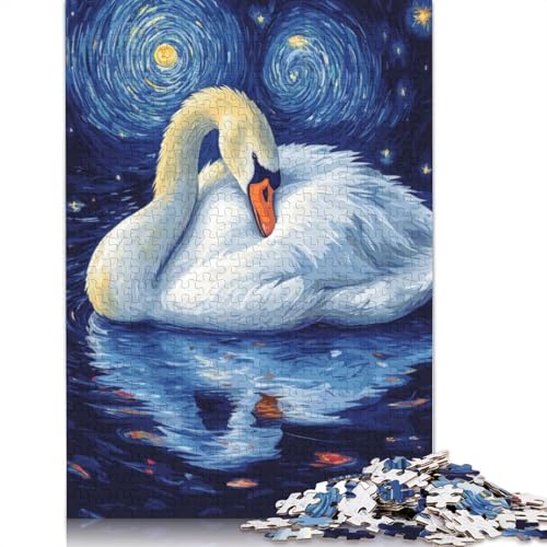 Puzzle für Erwachsene: Schwan unter einer Sternennacht, Puzzle für Erwachsene, Lernspiel, Herausforderungsspiel, 1500 Teile (85 x 57 cm). von QBIREX