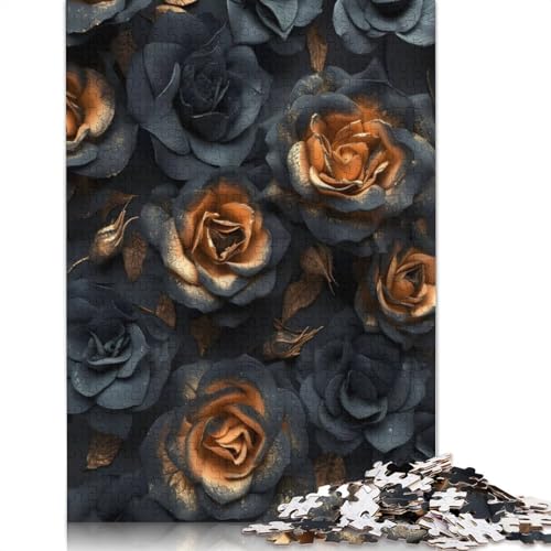 Puzzle mit 1000 Teilen, goldene Blumen für Erwachsene, Weihnachtsgeschenke, Puzzles für Erwachsene, Lernspiele zu Hause, DIY-Spielzeug, 1000 Teile (75 x 50 cm) von QBIREX