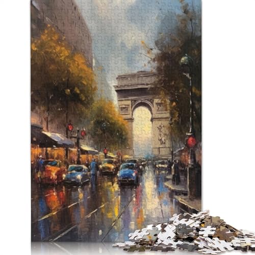 Puzzle mit 1000 Teilen von Paris, Frankreich, mit Ölgemälde für Erwachsene, Lernspiele für Zuhause, Bastelspielzeug, 1000 Teile (75 x 50 cm) von QBIREX