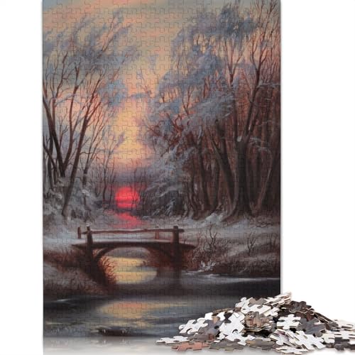Puzzle mit 520 Teilen, Winteruntergang für Jugendliche, Geschenk aus Holz, Puzzle für Erwachsene, Familienpuzzle, 520 Teile (52 x 38 cm) von QBIREX
