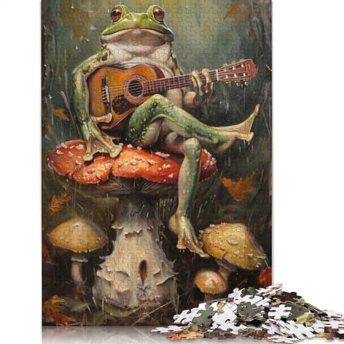 Puzzle mit Frosch, Gitarre, Musik, Pilz, umweltfreundliche Materialien, 100% recycelter Karton, Puzzle für Erwachsene und Kinder, 1000 Teile (38 x 26 cm) von QBIREX