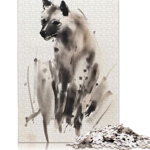 Puzzle mit Hyänentinten-Illustration, einzigartige Heimdekoration, 100% recycelter Karton, Puzzle für Jungen oder Mädchen, 1000 Teile (26 x 38 cm) von QBIREX
