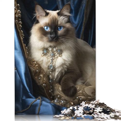 Puzzle mit Siamkatze, freundliche Materialien, 100% recycelter Karton, Puzzle für Erwachsene und Kinder, 1000 Teile (38 x 26 cm) von QBIREX
