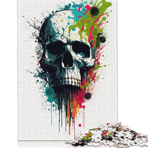 Puzzle mit Totenkopf-Motiv, kreative Spiele, 100% recycelter Karton, Puzzle für Erwachsene, 1000 Teile (26 x 38 cm) von QBIREX