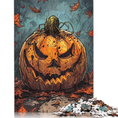 Puzzle mit böser Kürbis-Illustration, rechteckig, aus Pappe, 100% recyceltem Karton, Erwachsene, 1000 Teile (38 x 26 cm) von QBIREX