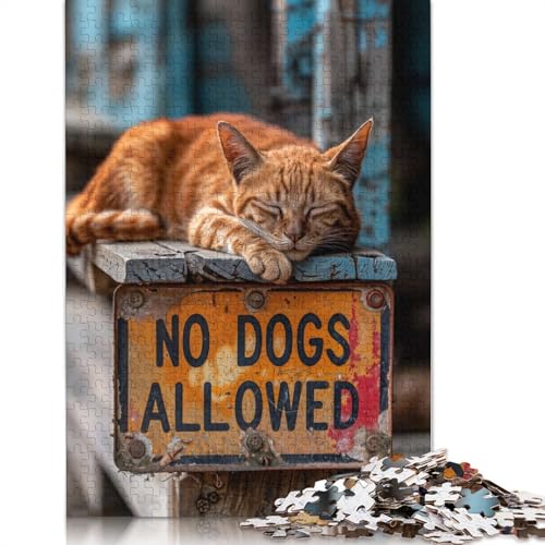 Puzzle mit dem Schild „Hunde verboten“, rechteckig, aus Pappe, 100% recyceltem Karton, für Erwachsene, 1000 Teile (75 x 50 cm) von QBIREX