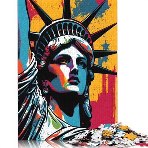 Puzzle mit den Farben der Freiheitsstatue, 100% recycelter Karton, 100% recycelter Karton, Puzzle für Jungen oder Mädchen, 1000 Teile (26 x 38 cm) von QBIREX