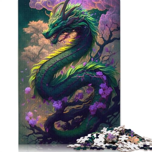 Puzzle mit grünen Drachenblumen, 1500 Teile, Entspannungs-Herausforderungsspielzeug, schwierige Puzzles für Frauen und Männer, 1500 Teile (85 x 57 cm) von QBIREX