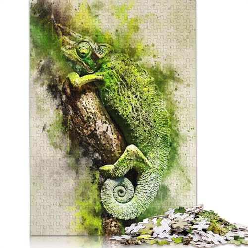 Puzzle mit grünen Tieren, rechteckig, aus Pappe, Geschenk für Kinder ab 12 Jahren, 1000 Teile (75 x 50 cm) von QBIREX
