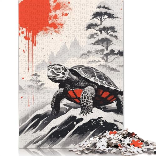 Puzzle mit japanischer Schildkrötenmalerei, schwierige Herausforderung, 100% recycelter Karton, Puzzle für Erwachsene und Teenager, 1000 Teile (75 x 50 cm) von QBIREX