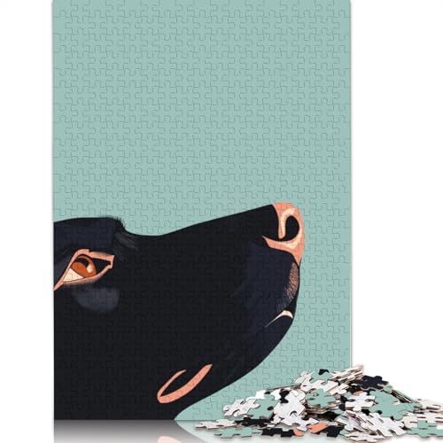 Puzzle mit nach Oben schauendem Hund, Lernspiele, Familienaktivitäten, Premium-Karton-Puzzle für Frauen und Männer, 1000 Teile (75 x 50 cm) von QBIREX
