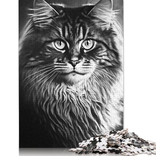 Puzzle mit schwarzer Katze, lustiges Premium-Puzzle aus Karton für Jungen oder Mädchen, 1000 Teile (26 x 38 cm) von QBIREX