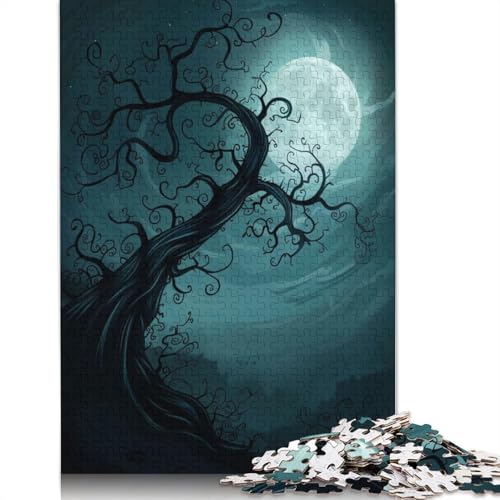 Puzzle mit verdrehter Baumsilhouette, Lernspiele, Familienaktivitäten, Premium-Karton-Puzzle für Frauen und Männer, 1000 Teile (75 x 50 cm) von QBIREX