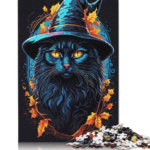 Puzzles Hexe Katze vertraut 1000 Teile Puzzles für Erwachsene Holzpuzzle & Alter 18 Jahre Up Familienunterhaltungsspielzeug 1000pcs (75x50cm) von QBIREX