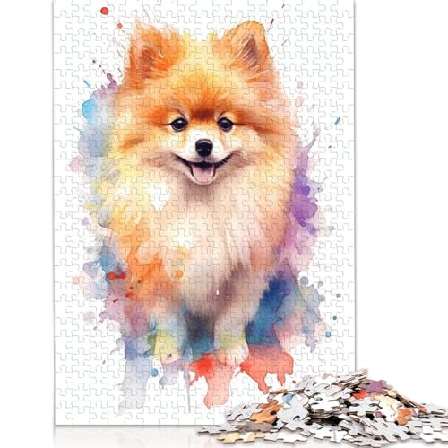 Puzzles für süßen Pomeranian-Spitzhund, 520-teiliges Puzzle für Erwachsene, Holzpuzzle, geeignet für Erwachsene und über 18 Jahre alt, tolles Geschenk für Erwachsene, 520 Teile (52 x 38 cm) von QBIREX