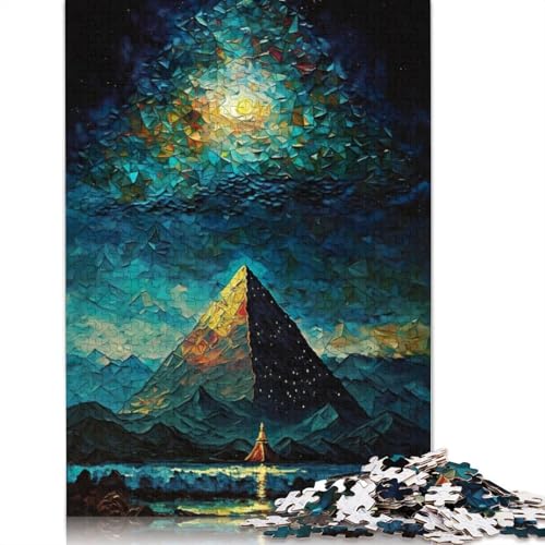 Pyramidenmalerei-Puzzle für Erwachsene, 520 Teile, 100 Prozent recycelte Holzplatte, Denkpuzzles für Erwachsene, für Jungen oder Mädchen, 520 Teile (52 x 38 cm) von QBIREX