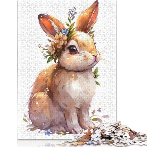 Rabbit Flower Puzzles 1000-teilige Schwer Puzzle Spielzeug Lernspiel Impossible Herausforderungsspielzeug Für Erwachsene Und Kinder in Bewährter 520pcs (52x38cm) von QBIREX