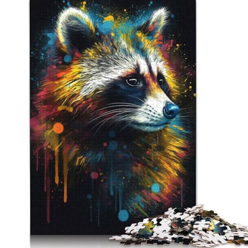 Racoon Painting Puzzle 1500 Teile Schwer Puzzle Spielzeug Lernspiel Impossible Herausforderung Spielzeug Für Erwachsene Und Kinder in Bewährter 1500pcs (85x57cm) von QBIREX