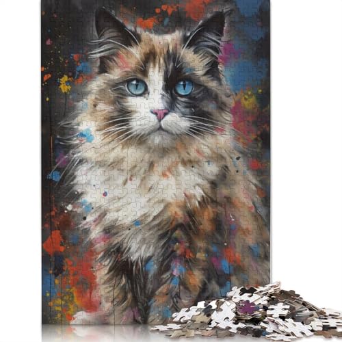 Ragdoll Cat Painting Puzzle 1000-teilige Schwer Puzzle Spielzeug Lernspiel Impossible Herausforderung Spielzeug Für Erwachsene Kinder 520pcs (52x38cm) von QBIREX