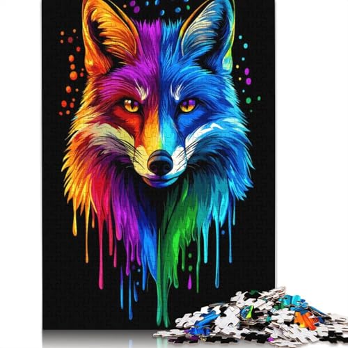 Rainbow Fox Pop Art Fox Core Puzzles 1000 Teile Schwer Puzzle Spielzeug Pädagogisches Spiel Impossible Herausforderungsspielzeug Für Erwachsene Kinder 1000pcs (75x50cm) von QBIREX